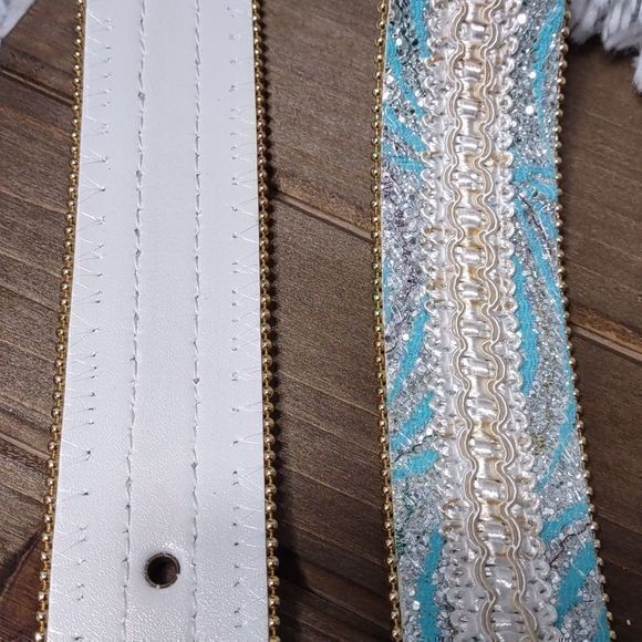 Blue Pearl Sparkle Statement Belt Unmarked - Picture 7 of 16